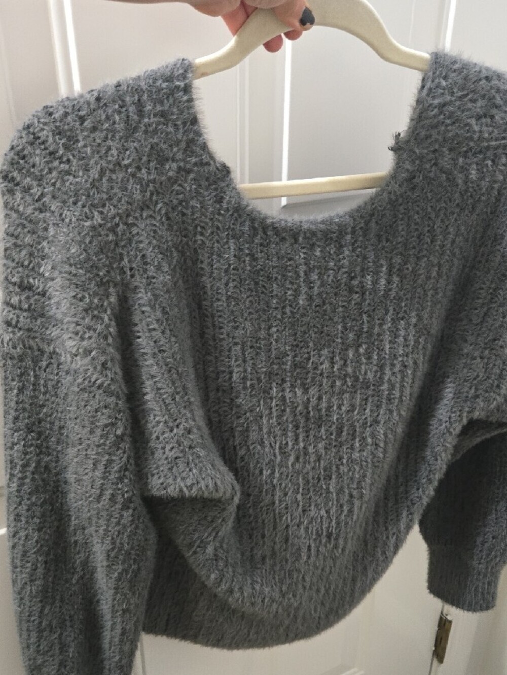 Urban Outfitters Charcoal Gray Draped V-Neck Sweater - Picture 4 of 4